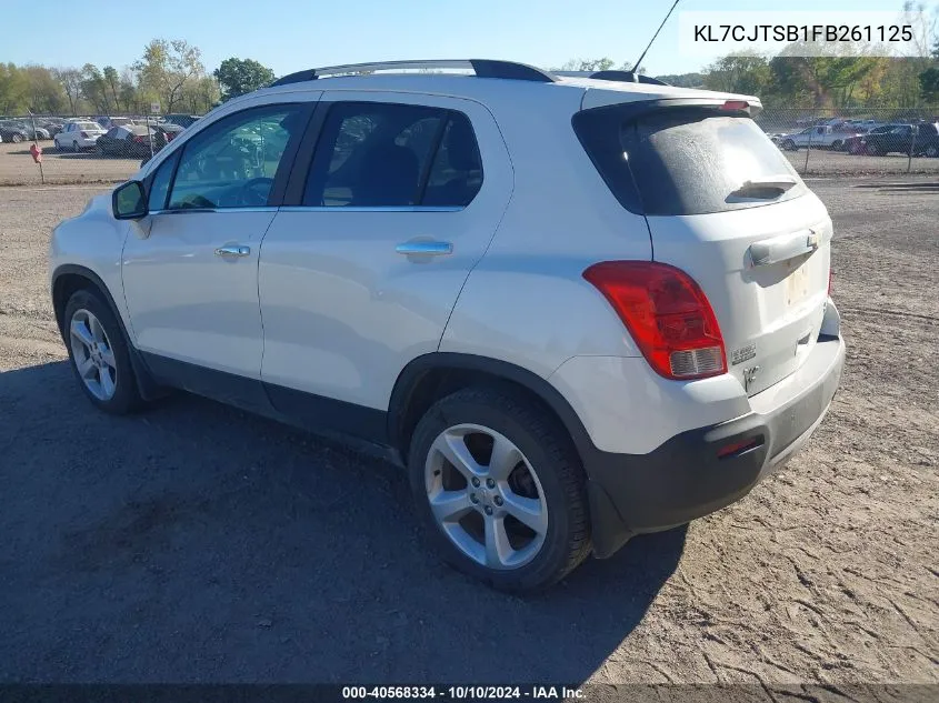 2015 Chevrolet Trax Ltz VIN: KL7CJTSB1FB261125 Lot: 40568334