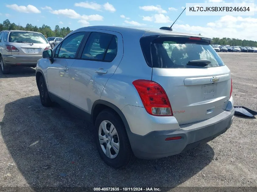 2015 Chevrolet Trax Ls VIN: KL7CJKSBXFB246634 Lot: 40572635