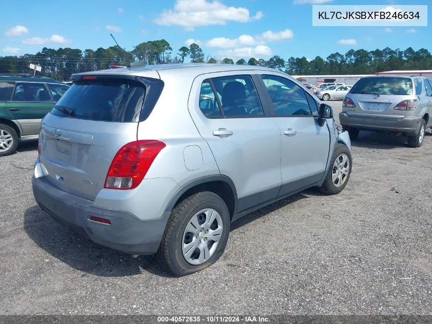 2015 Chevrolet Trax Ls VIN: KL7CJKSBXFB246634 Lot: 40572635