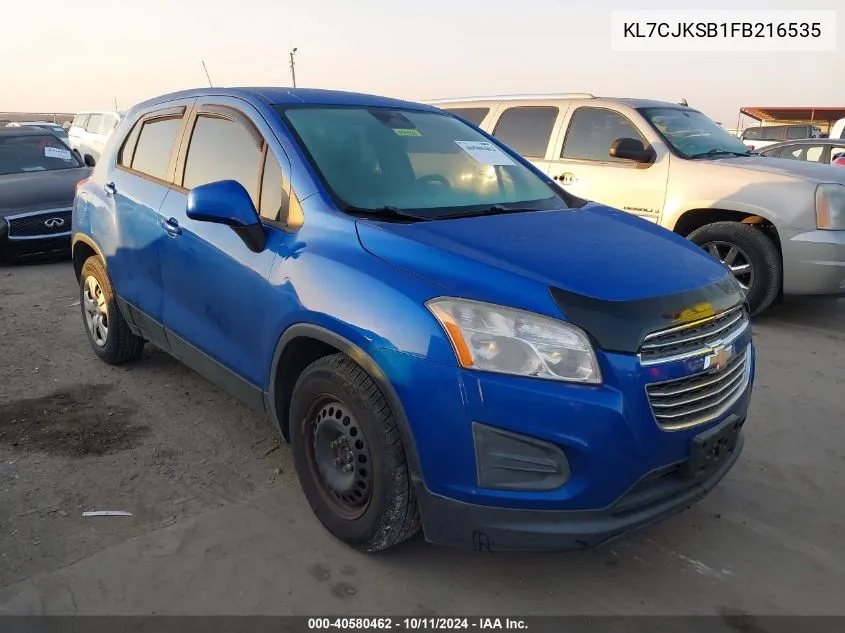 2015 Chevrolet Trax 1Ls VIN: KL7CJKSB1FB216535 Lot: 40580462