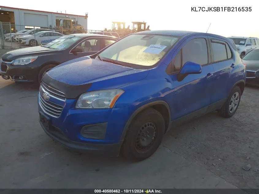 2015 Chevrolet Trax 1Ls VIN: KL7CJKSB1FB216535 Lot: 40580462