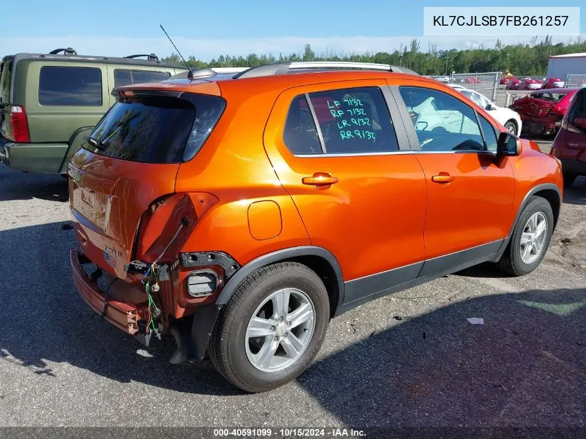 2015 Chevrolet Trax Lt VIN: KL7CJLSB7FB261257 Lot: 40591099