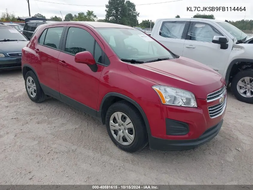 2015 Chevrolet Trax 1Ls VIN: KL7CJKSB9FB114464 Lot: 40591615