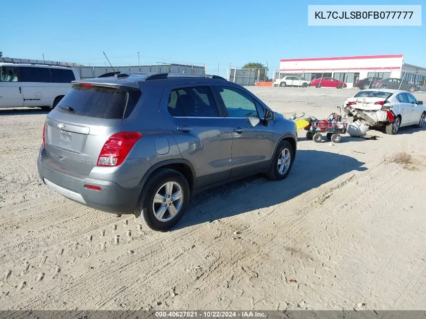 2015 Chevrolet Trax Lt VIN: KL7CJLSB0FB077777 Lot: 40627821