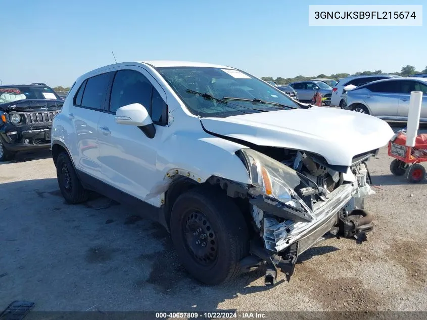 2015 Chevrolet Trax 1Ls VIN: 3GNCJKSB9FL215674 Lot: 40657809