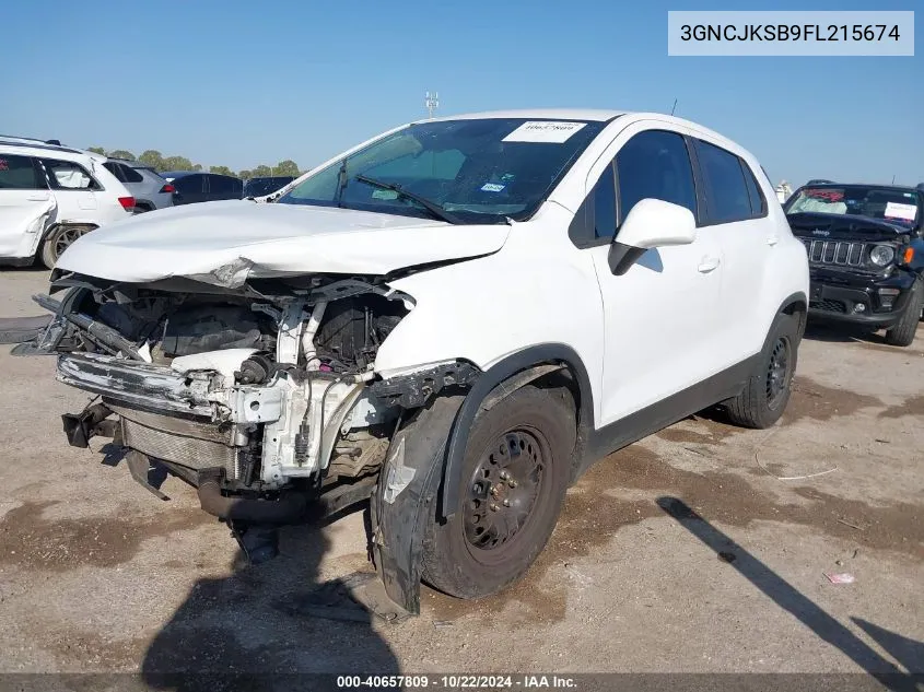 2015 Chevrolet Trax 1Ls VIN: 3GNCJKSB9FL215674 Lot: 40657809