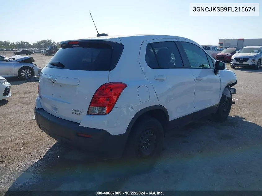 2015 Chevrolet Trax 1Ls VIN: 3GNCJKSB9FL215674 Lot: 40657809