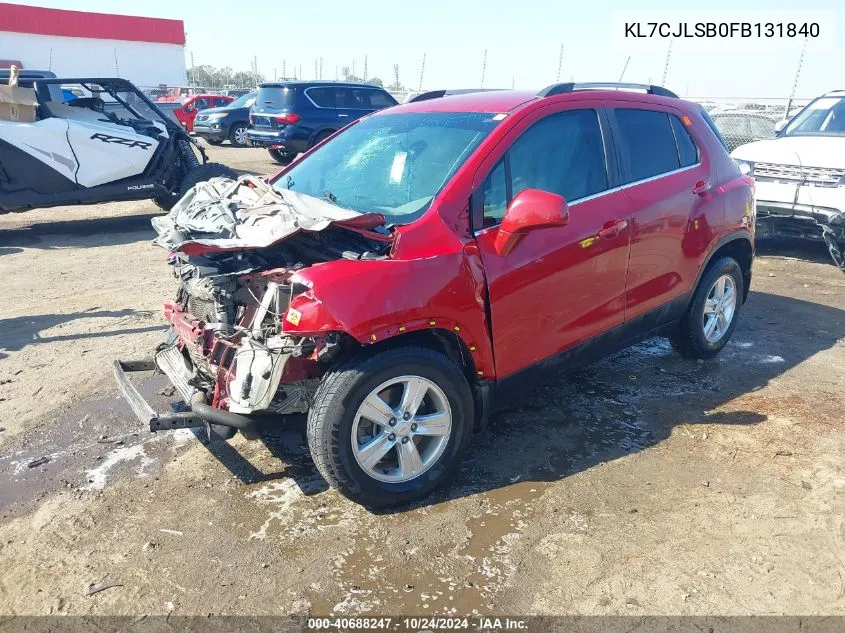 2015 Chevrolet Trax 1Lt VIN: KL7CJLSB0FB131840 Lot: 40688247