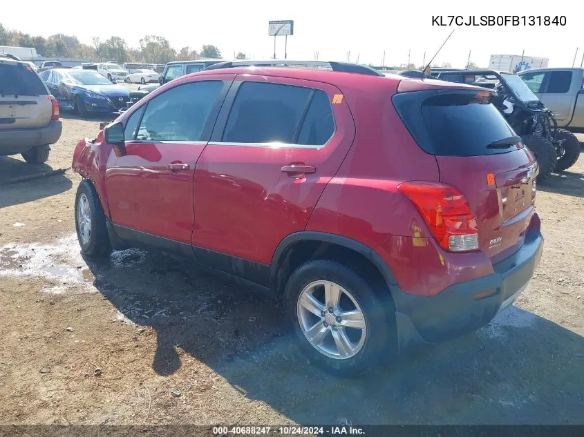 2015 Chevrolet Trax 1Lt VIN: KL7CJLSB0FB131840 Lot: 40688247