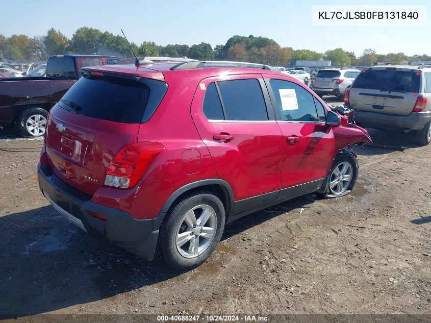 2015 Chevrolet Trax 1Lt VIN: KL7CJLSB0FB131840 Lot: 40688247