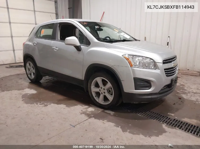 2015 Chevrolet Trax Ls VIN: KL7CJKSBXFB114943 Lot: 40719199