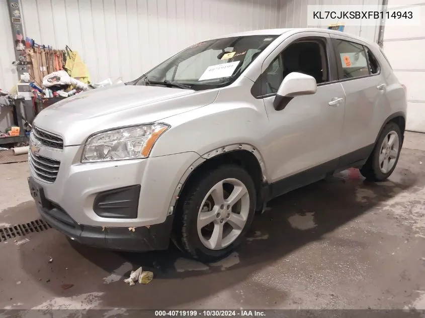 2015 Chevrolet Trax Ls VIN: KL7CJKSBXFB114943 Lot: 40719199