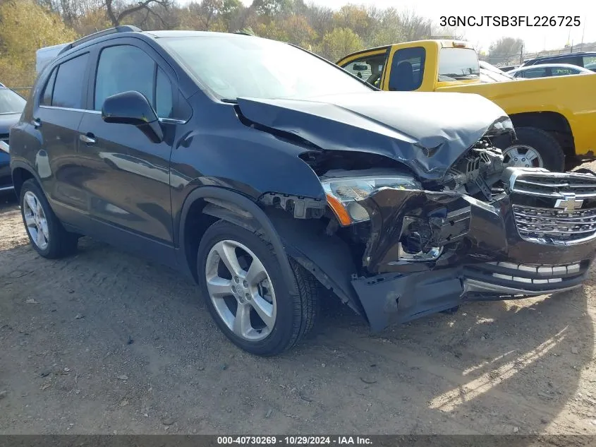 2015 Chevrolet Trax Ltz VIN: 3GNCJTSB3FL226725 Lot: 40730269