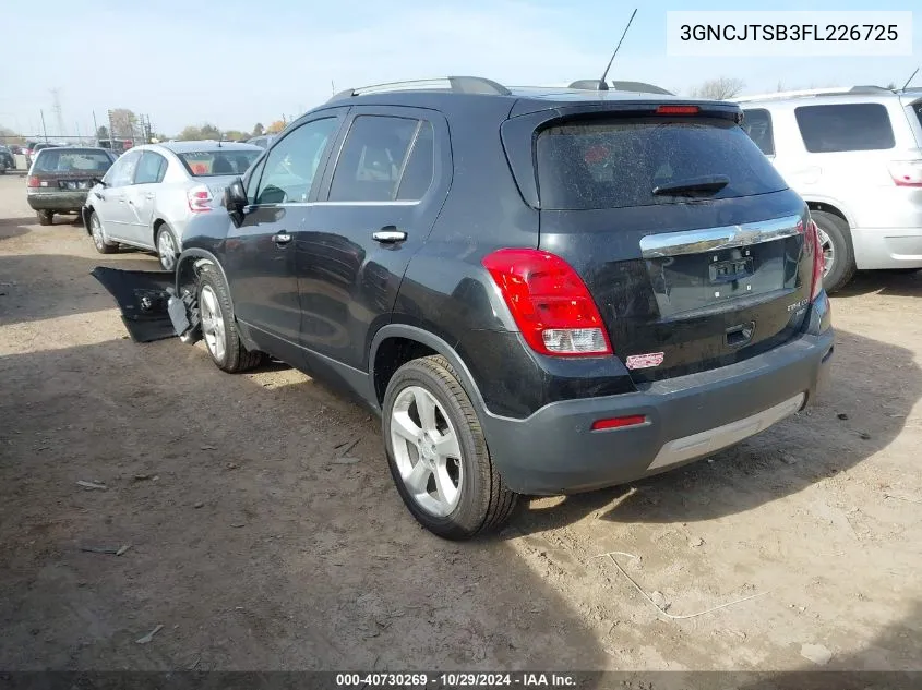 2015 Chevrolet Trax Ltz VIN: 3GNCJTSB3FL226725 Lot: 40730269