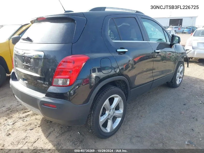 2015 Chevrolet Trax Ltz VIN: 3GNCJTSB3FL226725 Lot: 40730269