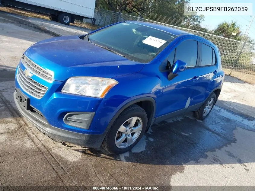 2015 Chevrolet Trax 1Ls VIN: KL7CJPSB9FB262059 Lot: 40745366