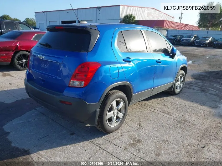 2015 Chevrolet Trax 1Ls VIN: KL7CJPSB9FB262059 Lot: 40745366