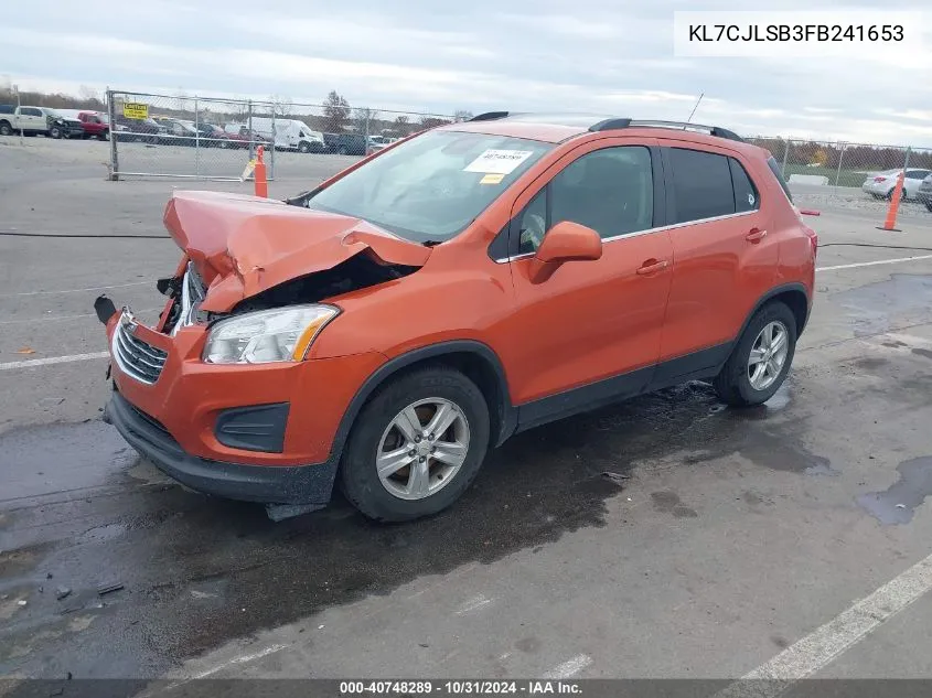 2015 Chevrolet Trax Lt VIN: KL7CJLSB3FB241653 Lot: 40748289