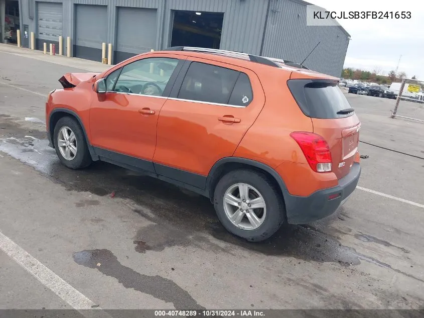 2015 Chevrolet Trax Lt VIN: KL7CJLSB3FB241653 Lot: 40748289