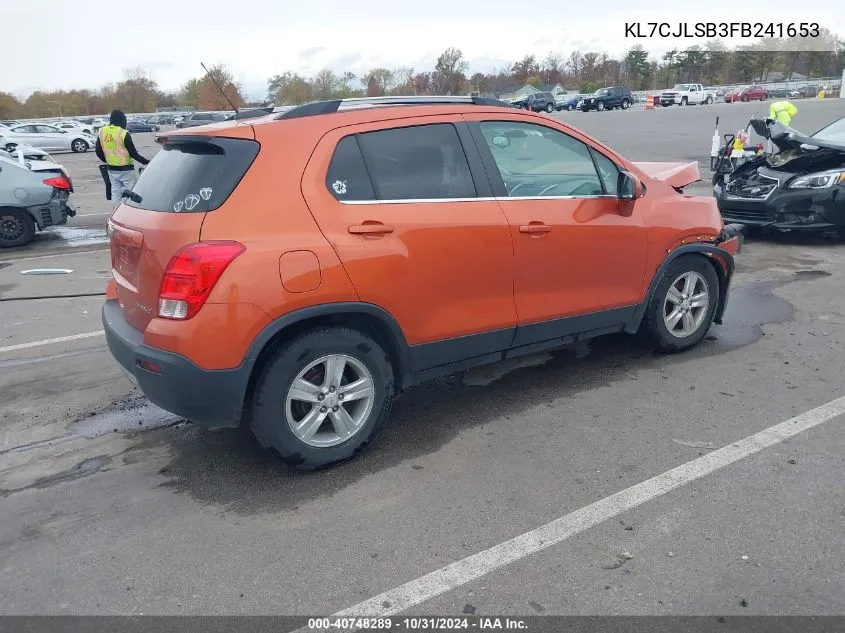 2015 Chevrolet Trax Lt VIN: KL7CJLSB3FB241653 Lot: 40748289