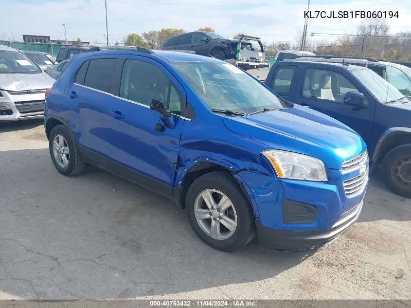 KL7CJLSB1FB060194 2015 Chevrolet Trax Lt