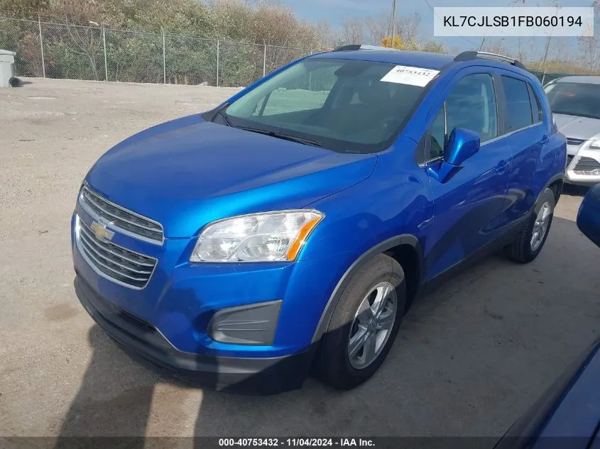 KL7CJLSB1FB060194 2015 Chevrolet Trax Lt