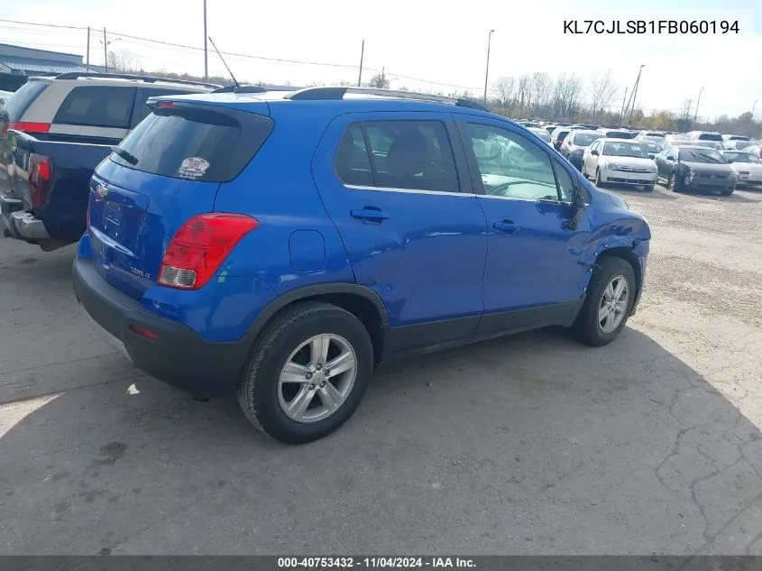 KL7CJLSB1FB060194 2015 Chevrolet Trax Lt