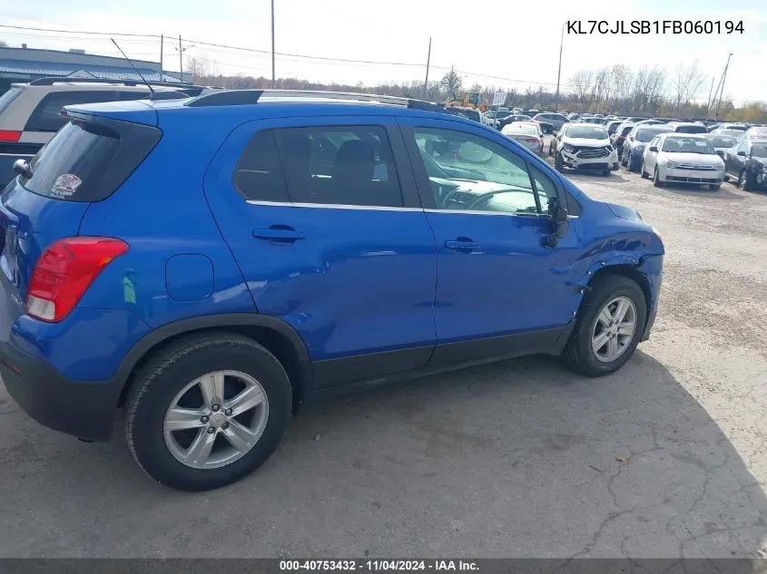 KL7CJLSB1FB060194 2015 Chevrolet Trax Lt