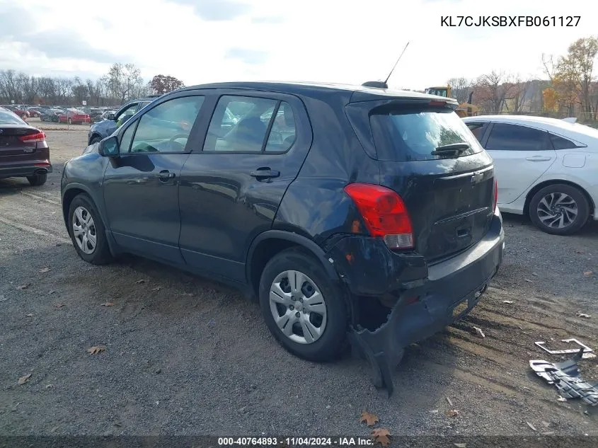 2015 Chevrolet Trax 1Ls VIN: KL7CJKSBXFB061127 Lot: 40764893