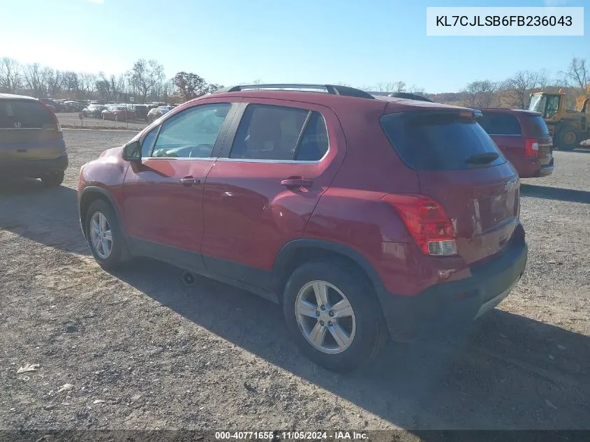 2015 Chevrolet Trax Lt VIN: KL7CJLSB6FB236043 Lot: 40771655