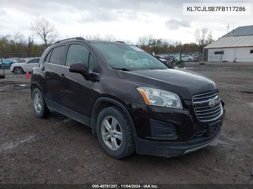 2015 Chevrolet Trax Lt VIN: KL7CJLSB7FB117286 Lot: 40781207