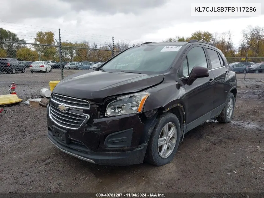 2015 Chevrolet Trax Lt VIN: KL7CJLSB7FB117286 Lot: 40781207