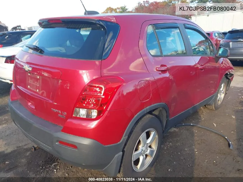 2015 Chevrolet Trax 1Ls VIN: KL7CJPSB2FB080042 Lot: 40823038