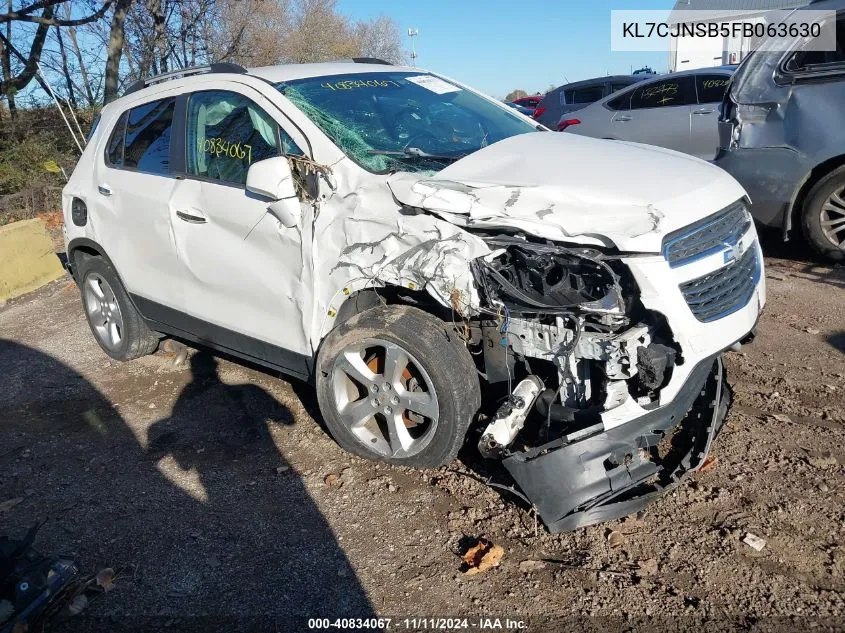 2015 Chevrolet Trax Ltz VIN: KL7CJNSB5FB063630 Lot: 40834067