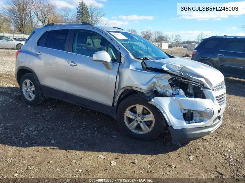 2015 Chevrolet Trax Lt VIN: 3GNCJLSB5FL245003 Lot: 40835633