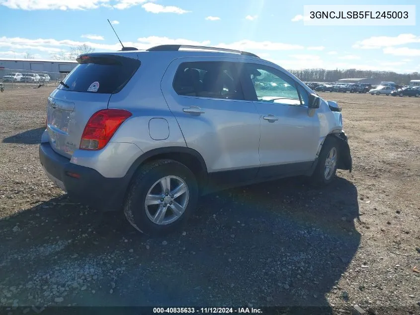 2015 Chevrolet Trax Lt VIN: 3GNCJLSB5FL245003 Lot: 40835633