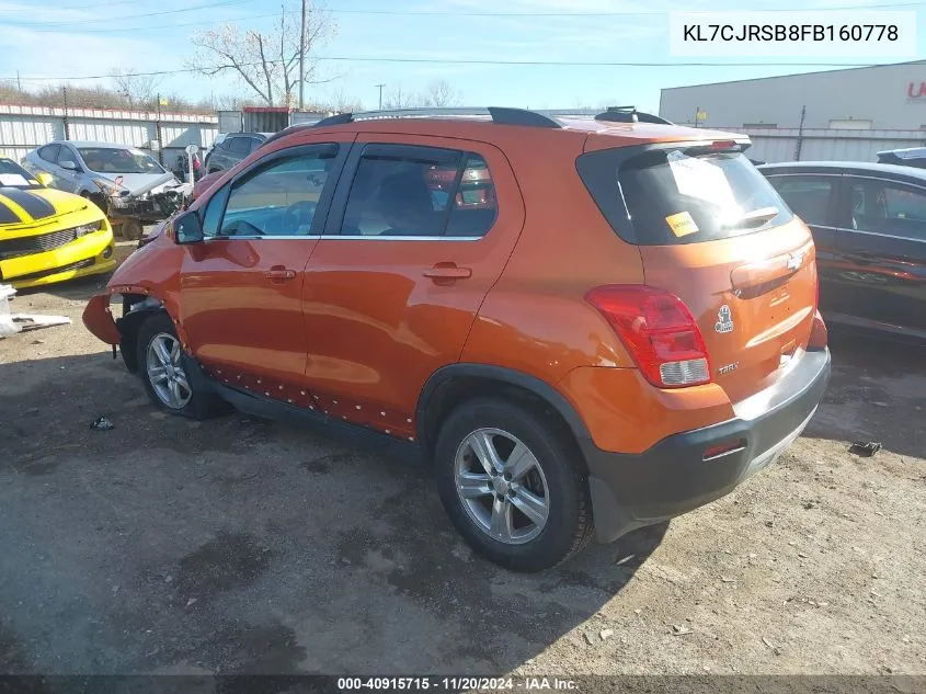 2015 Chevrolet Trax Lt VIN: KL7CJRSB8FB160778 Lot: 40915715