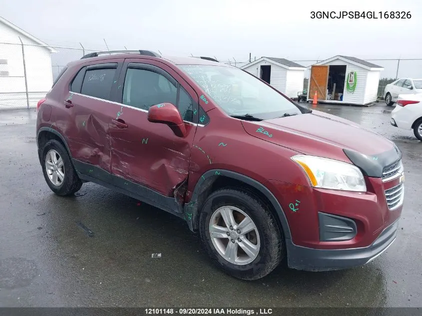 2016 Chevrolet Trax VIN: 3GNCJPSB4GL168326 Lot: 12101148