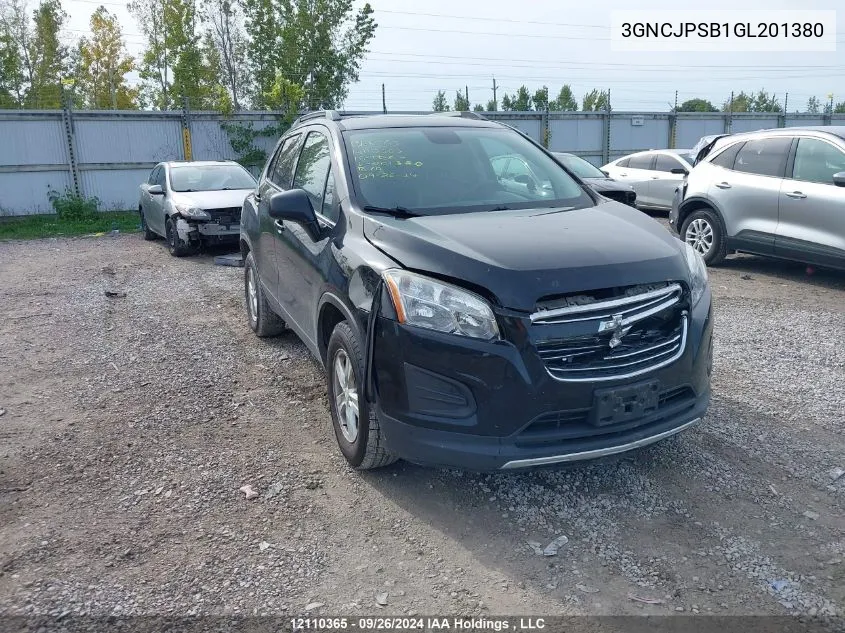 2016 Chevrolet Trax VIN: 3GNCJPSB1GL201380 Lot: 12110365