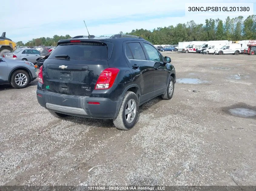 2016 Chevrolet Trax VIN: 3GNCJPSB1GL201380 Lot: 12110365