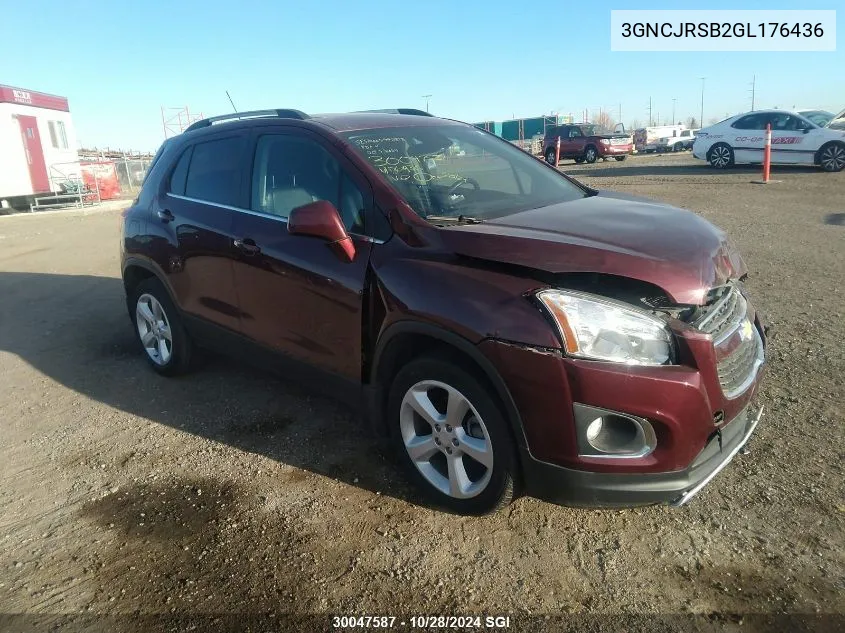 2016 Chevrolet Trax Ltz VIN: 3GNCJRSB2GL176436 Lot: 30047587