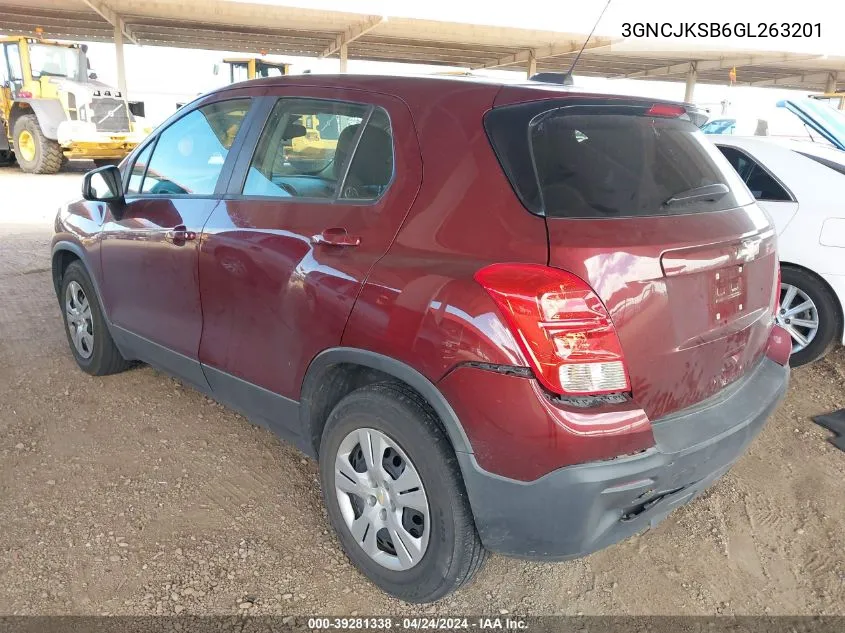 3GNCJKSB6GL263201 2016 Chevrolet Trax 1Ls