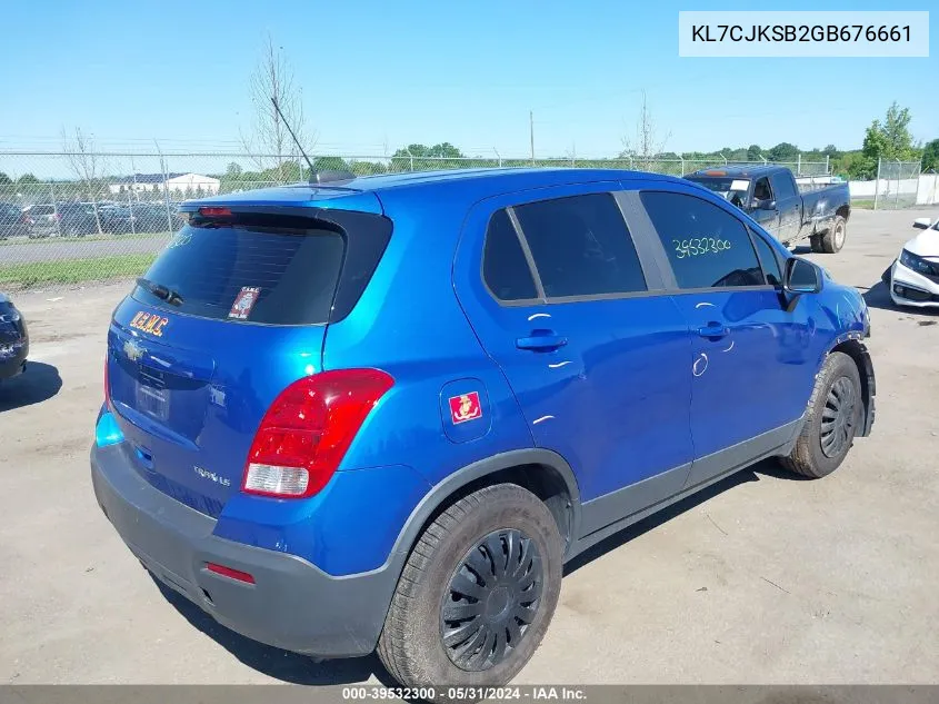 2016 Chevrolet Trax 1Ls VIN: KL7CJKSB2GB676661 Lot: 39532300