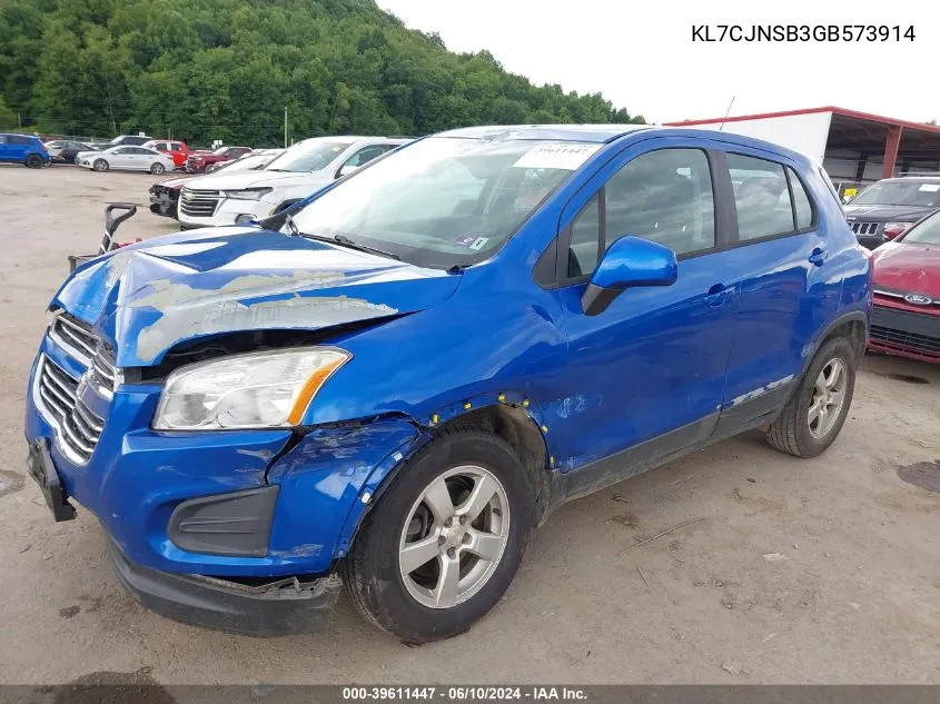 2016 Chevrolet Trax 1Ls VIN: KL7CJNSB3GB573914 Lot: 39611447