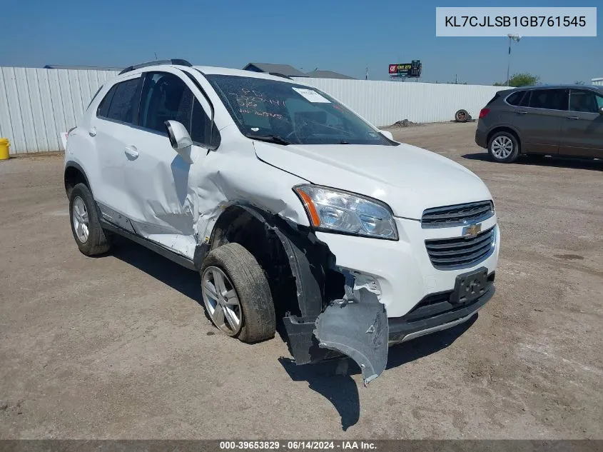 2016 Chevrolet Trax Lt VIN: KL7CJLSB1GB761545 Lot: 39653829