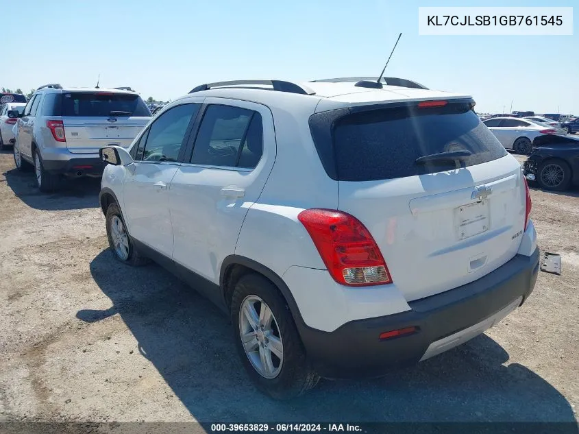 2016 Chevrolet Trax Lt VIN: KL7CJLSB1GB761545 Lot: 39653829