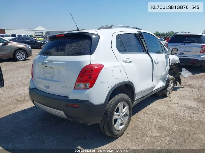 2016 Chevrolet Trax Lt VIN: KL7CJLSB1GB761545 Lot: 39653829