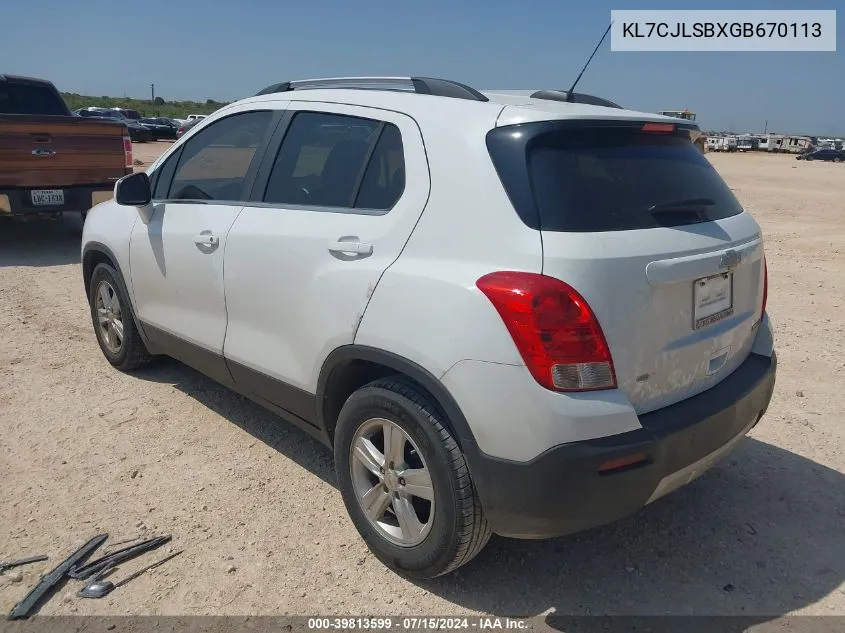 KL7CJLSBXGB670113 2016 Chevrolet Trax Lt