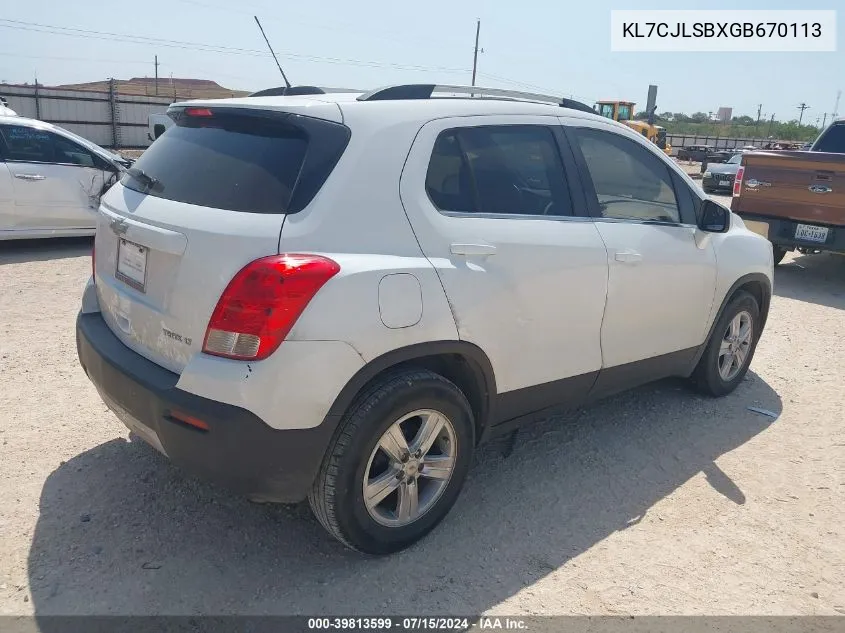 KL7CJLSBXGB670113 2016 Chevrolet Trax Lt