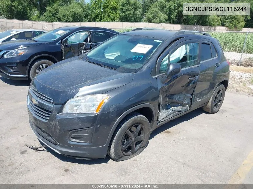 2016 Chevrolet Trax Lt VIN: 3GNCJPSB6GL116244 Lot: 39843618